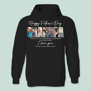 GeckoCustom Custom Photo Happy Father's Day Grandpa Shirt N304 889040 Pullover Hoodie / Black Colour / S