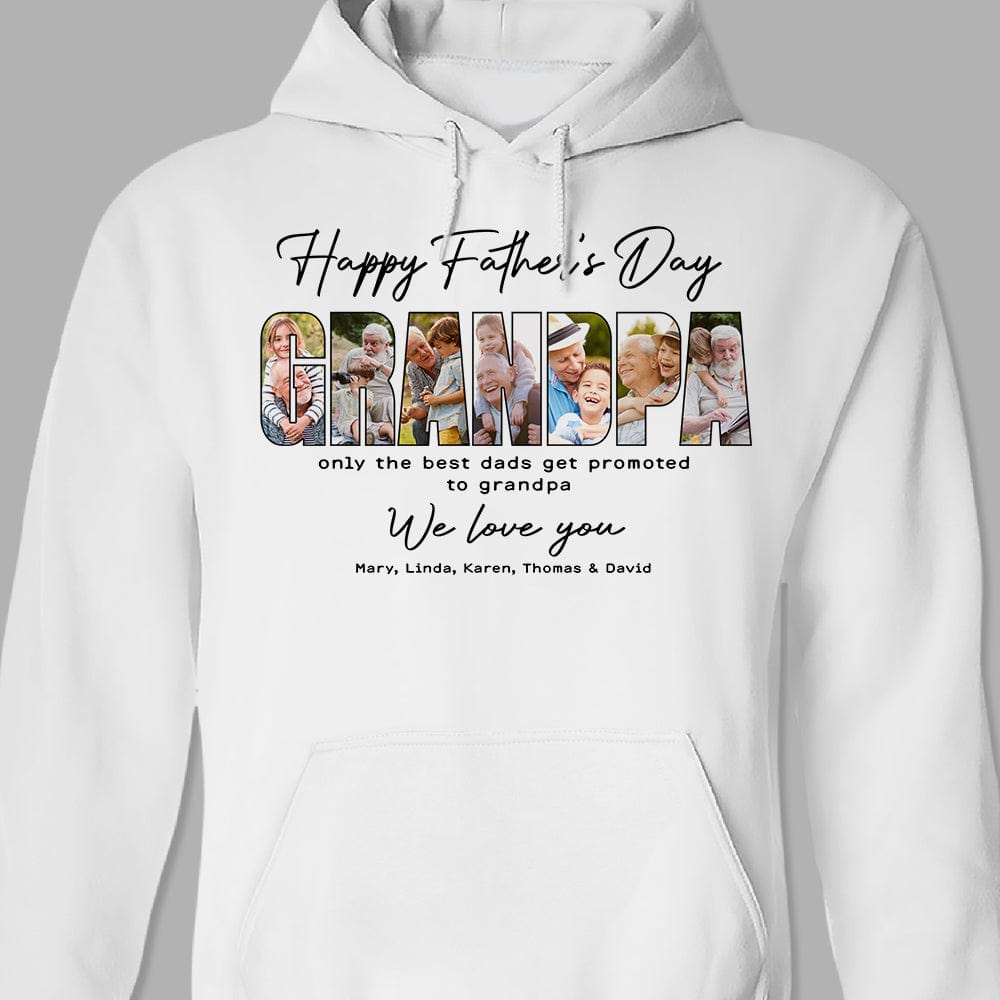GeckoCustom Custom Photo Happy Father's Day Only The Best Dads Get Promoted Bright Shirt N304 889030 Pullover Hoodie / Sport Grey Color / S