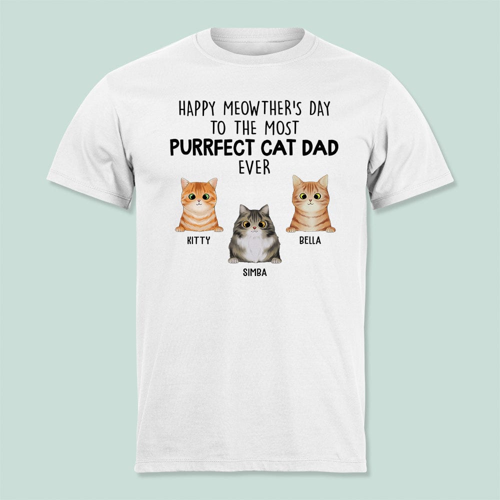 GeckoCustom Custom Photo Happy Moewther's Day To The Most Purrfect Dad Mom Ever N304 889085 Basic Tee / White / S