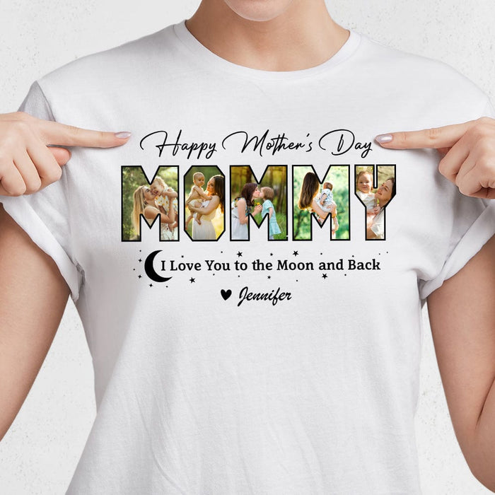 GeckoCustom Custom Photo Happy Mother's Day Love You To The Moon And Back Bright Shirt K228 889050 Women Tee / Light Blue Color / S