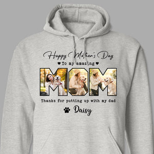GeckoCustom Custom Photo Happy Mother's Day To My Amazing Mom For Dog Lovers Bright Shirt K228 889108 Pullover Hoodie / Sport Grey Colour / S