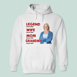 GeckoCustom Custom Photo Legend Wife Mom Grandma Mother's Day Shirt K228 9023 Pullover Hoodie / Sport Grey Colour / S