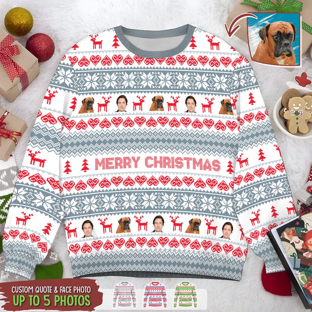 Custom Photo Merry Christmas All Over Print Ugly Sweatshirt K228 888655