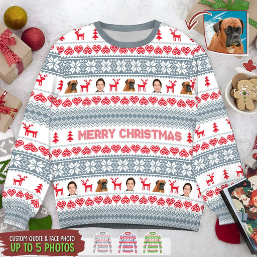 GeckoCustom Custom Photo Merry Christmas All-Over-Print Sweatshirt K228 HN590