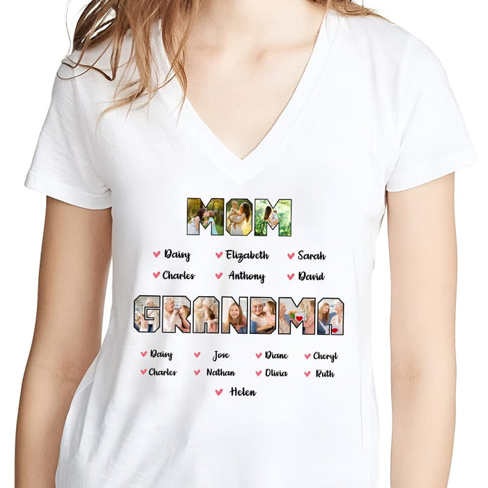 GeckoCustom Custom Photo Mom Grandma Bright Shirt N304 889056 Women V-neck / V White / S