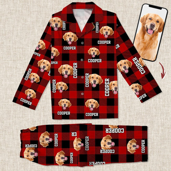 GeckoCustom Custom Photo Name Dog Cat Flannel Pajamas Christmas Gift K228 HN590 For Adult / Combo Shirt And Pants (Favorite) / XS