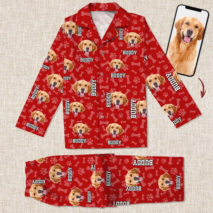GeckoCustom Custom Photo Name Paw Dog Cat Pajamas K228 HN590 For Kid / Combo Shirt And Pants (Favorite) / 3XS