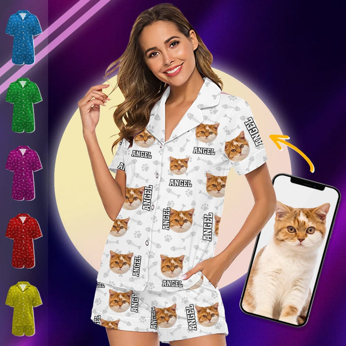 GeckoCustom Custom Photo Name Paw Dog Cat Short Pajamas K228 9007
