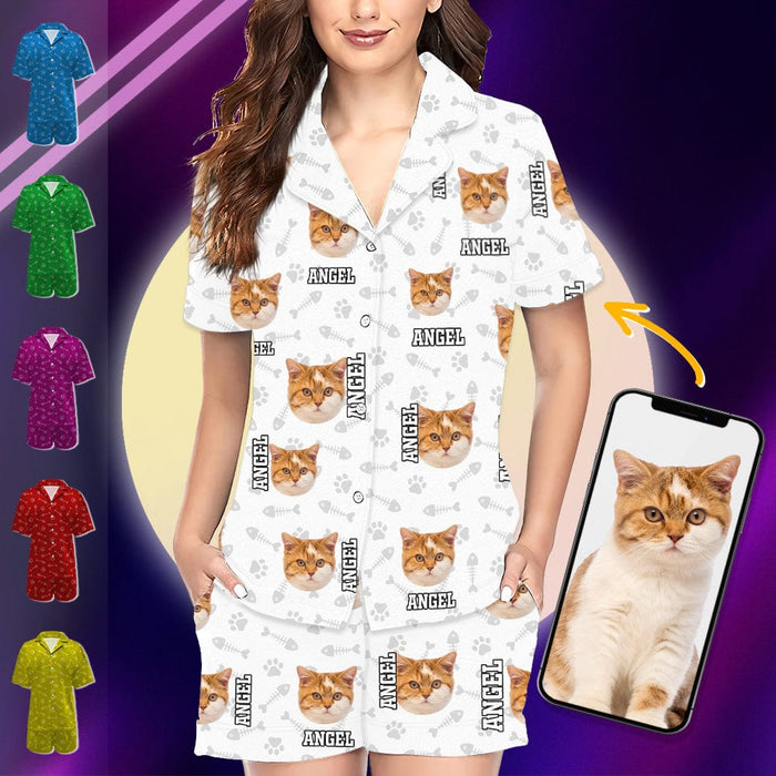 GeckoCustom Custom Photo Name Paw Dog Cat Short Pajamas K228 9007