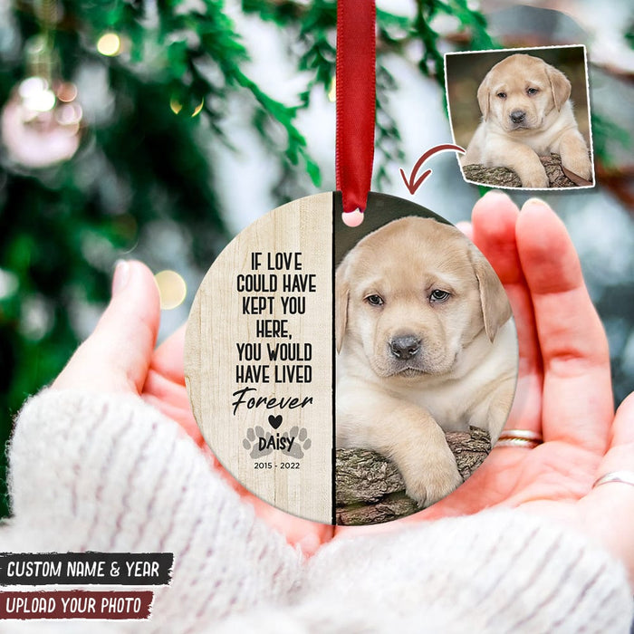 GeckoCustom Custom Photo No Longer By Our Side But Forever In Our Heart Dog Cat Wood Ornament K228 HN590