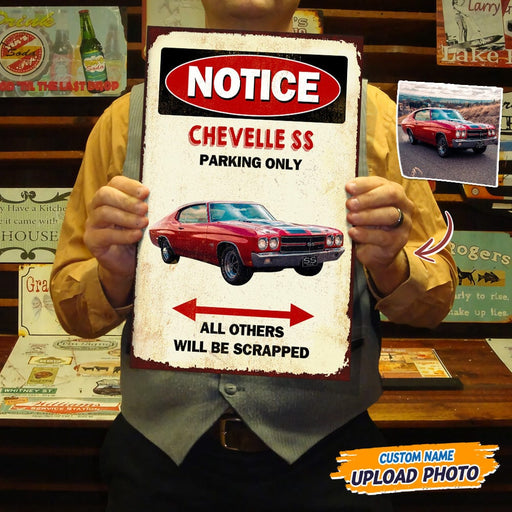 GeckoCustom Custom Photo Notice Parking Only All Others Will Be Scrapped Car Metal Sign T368 HN590