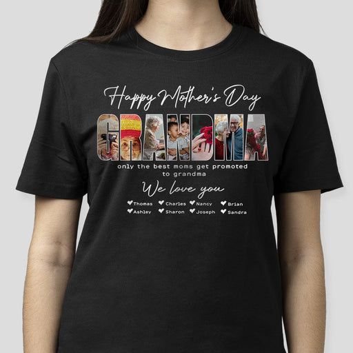 GeckoCustom Custom Photo Only The Best Moms Get Promoted To Grandma Happy Mother's Day Dark Shirt N304 889079 Basic Tee / Black / S