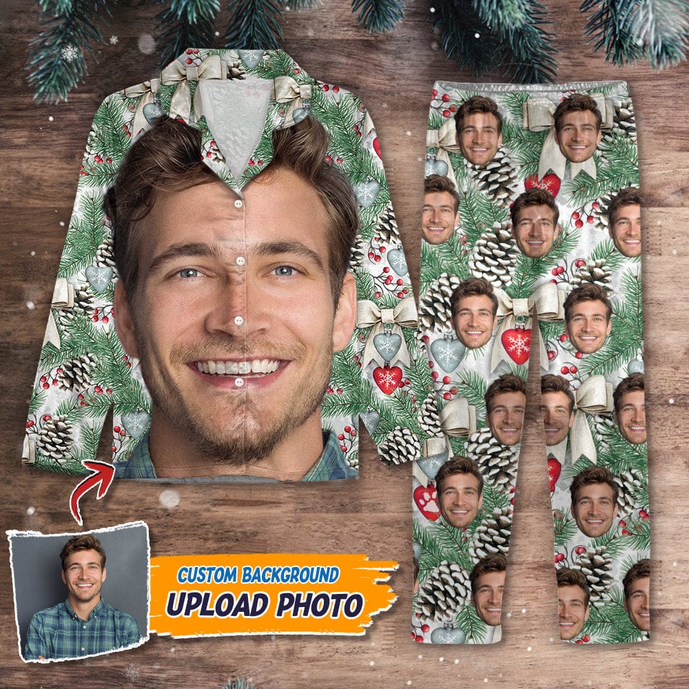 GeckoCustom Custom Photo Portrait Face With Christmas Accesories Pajamas N369 HN590 For Adult / Combo Shirt And Pants (Favorite) / XS