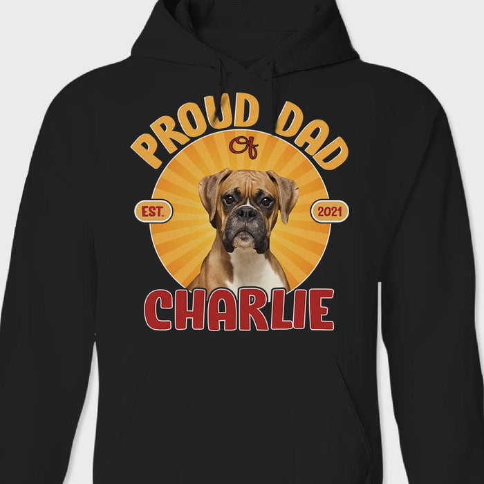 GeckoCustom Custom Photo Proud Mom And Dad For Dog Lover N304 889123 Pullover Hoodie / Black Colour / S
