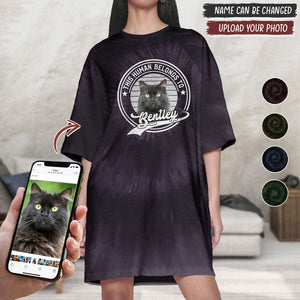 GeckoCustom Custom Photo The Human Belongs To Dog Raglan Nightgown T368 HN590