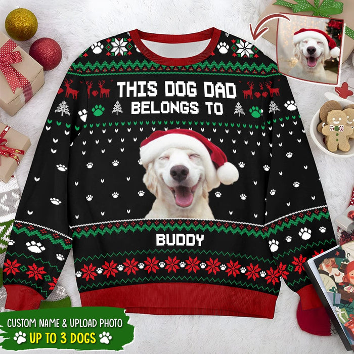 GeckoCustom Custom Photo This Dog Dad Belongs Dog To All-Over-Print Sweatshirt K228 HN590