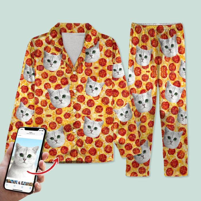 GeckoCustom Custom Photo Tie Dye Background Cat Pajamas N304 HN590 For Kid / Combo Shirt And Pants / 3XS