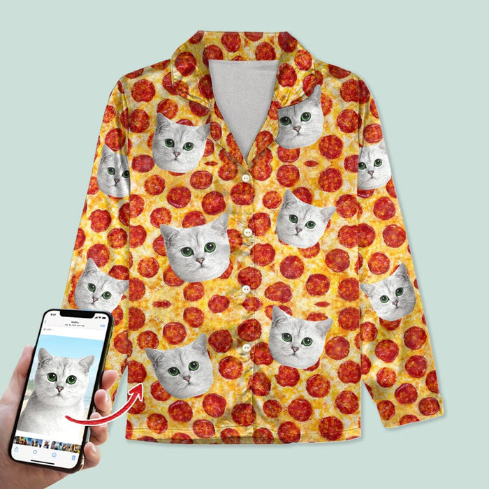 GeckoCustom Custom Photo Tie Dye Background Cat Pajamas N304 HN590 For Kid / Only Shirt / 3XS