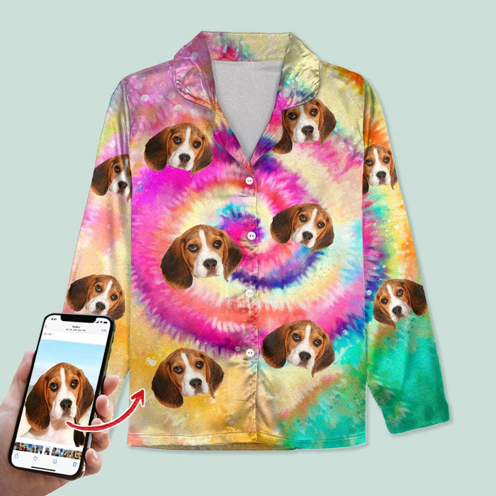 GeckoCustom Custom Photo Tie Dye Background Dog Pajamas N304 HN590 For Kid / Only Shirt / 3XS