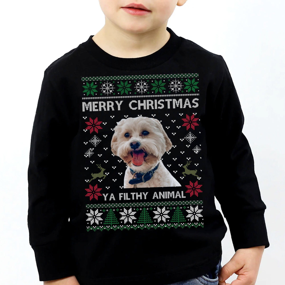 GeckoSG Personalized Christmas Gift 2023, Custom Photo Ugly Christmas Ya Filthy Animal Dog Cat Sweatshirt, Dog Lover Sweater Christmas N304 889811, Sweatshirt