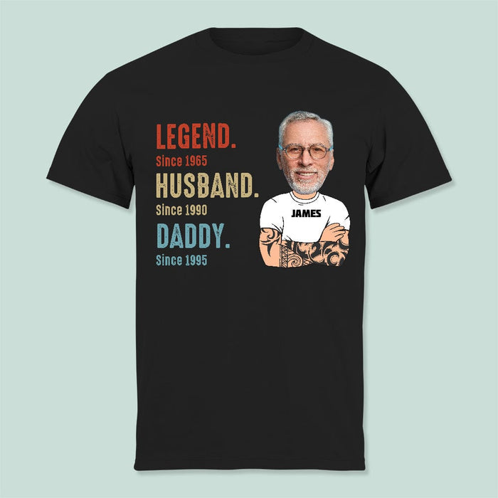 GeckoCustom Custom Photo Vintage Legend Husband Daddy Face Since Years Man Shirt K228 HN590 Premium Tee (Favorite) / P Black / S