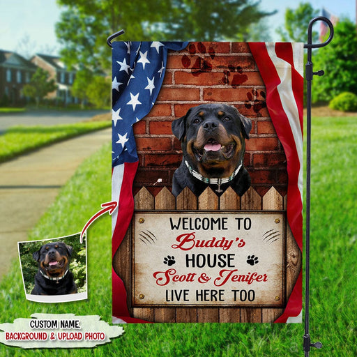 GeckoCustom Custom Photo Welcome To Dog House Dog Cat Garden Flag N369 HN590