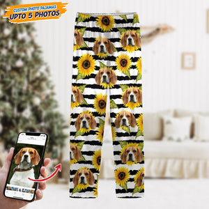 GeckoCustom Custom Photo With Sunflower Pattern Dog Cat Pajamas T368 HN590 For Adult / Only Pants / XS