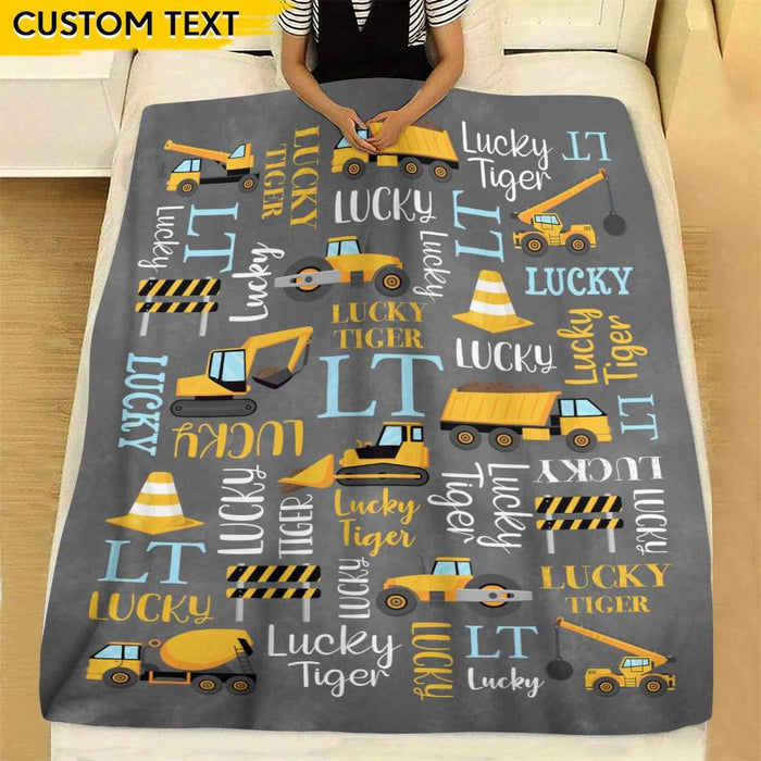 GeckoCustom Custom Text Name Construction Baby Blanket HN590 VPM Cozy Plush Fleece Blanket 50x60 (Favorite)
