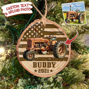 GeckoCustom Custom Tractor Image Farmer Wood Slice Ornament HN590