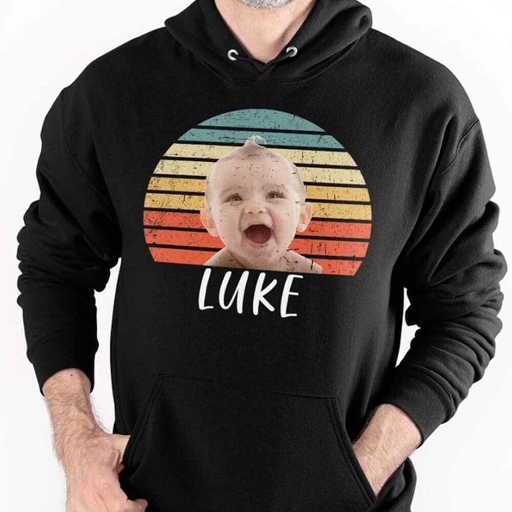 GeckoCustom Custom Vintage Retro Photo Shirt, Custom Face Shirt, Photo Print Shirt Pullover Hoodie / Black Colour / S