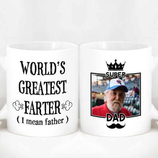 GeckoCustom Cute Fathers Day Mug, Funny Gift For Dad, Father's Day Gift From Daughter, World's Greatest Farter (I Mean Father), Dad Mug From Son C298 11oz