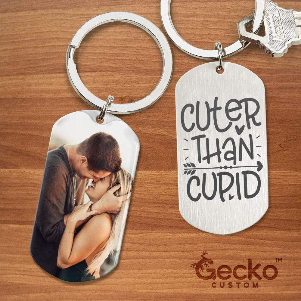 GeckoCustom Cuter Than Cupid Valentine Metal Keychain HN590 No Gift box / 1.77" x 1.06"