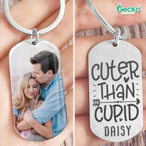GeckoCustom Cuter Than Cupid Valentine Metal Keychain HN590 No Gift box / 1.77" x 1.06"