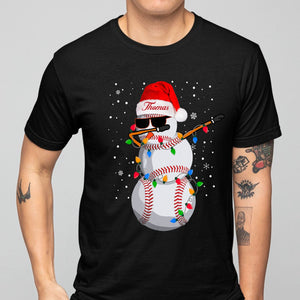 GeckoCustom Dabbing Snowman Baseball Personalized Custom Baseball Christmas Sweatshirt C568 Premium Tee / P Black / S