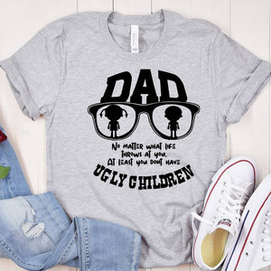 GeckoCustom Dad And Ugly Children Family T-shirt, HN590 Basic Tee / White / S