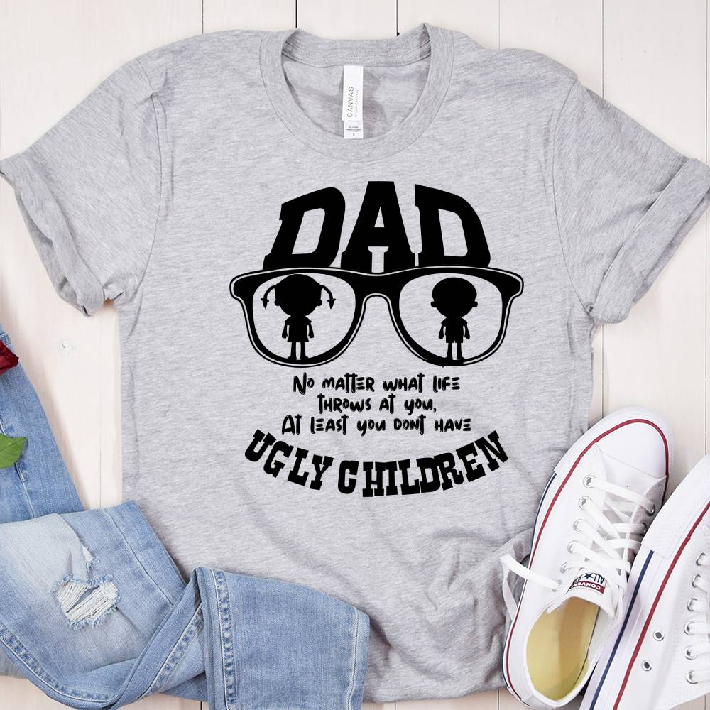 GeckoCustom Dad And Ugly Children Family T-shirt, HN590 Premium Tee / White / S