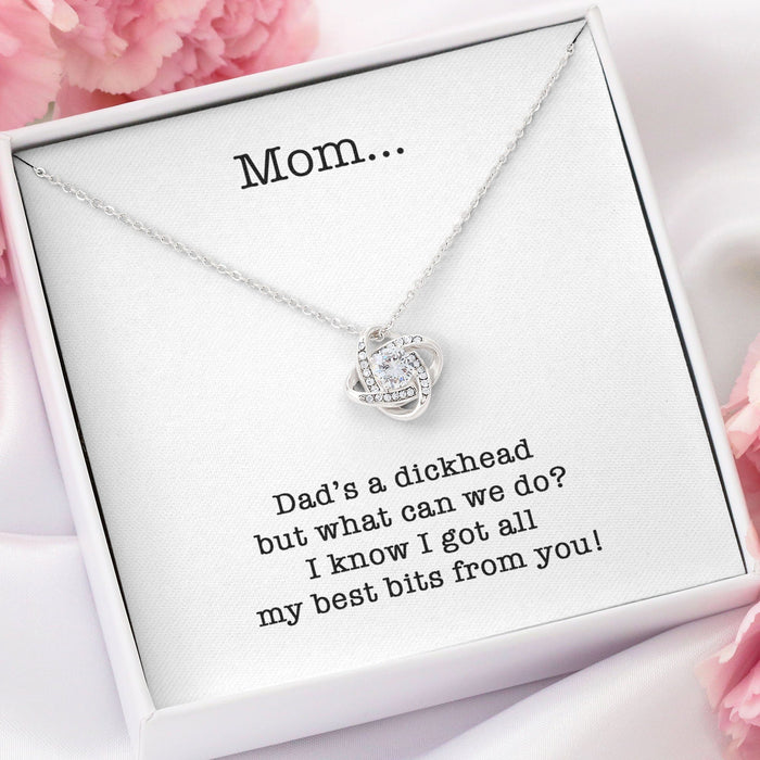 GeckoCustom Dad's A Dickhead Personalized Funny Single Mom Message Card Necklace C268