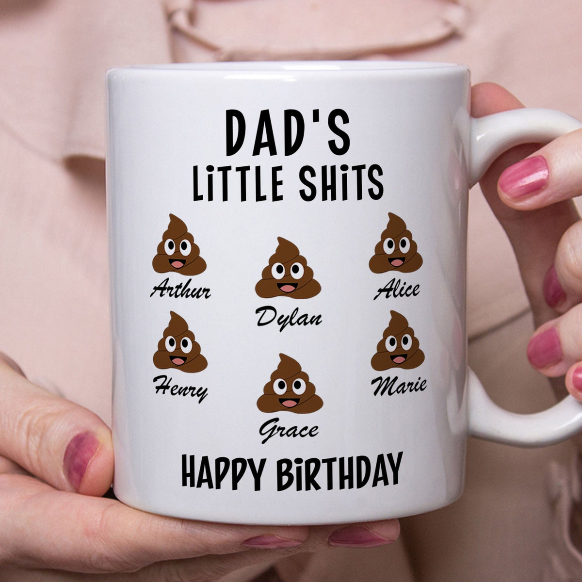 GeckoCustom Dad's Little Shits Custom Family Mug