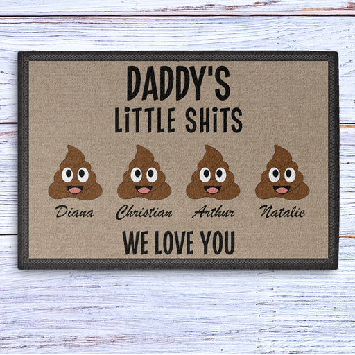 GeckoCustom Daddy's Little Shits Personalized Doormats 24x16 inch - 60x40 cm