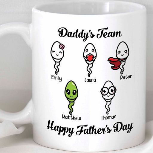 GeckoCustom Daddy's Team Personalized Custom Father's Day Mug C308 11oz