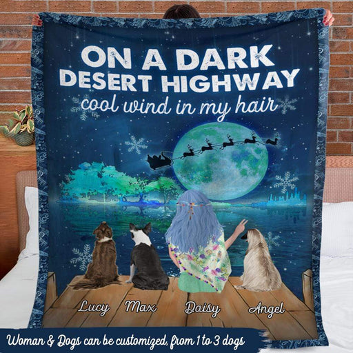 GeckoCustom Dark Desert Highway Cool Wind In My Hair Dog Hippie Blanket HN590 VPS Cozy Plush Fleece 30 x 40 Inches (baby size)