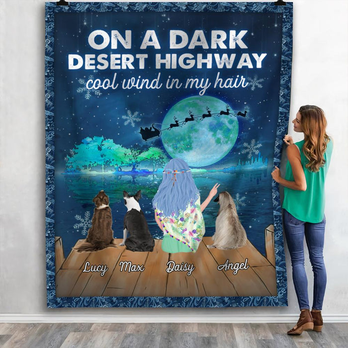 GeckoCustom Dark Desert Highway Cool Wind In My Hair Dog Hippie Blanket HN590 VPL Cozy Plush Fleece Blanket 50x60 Inch