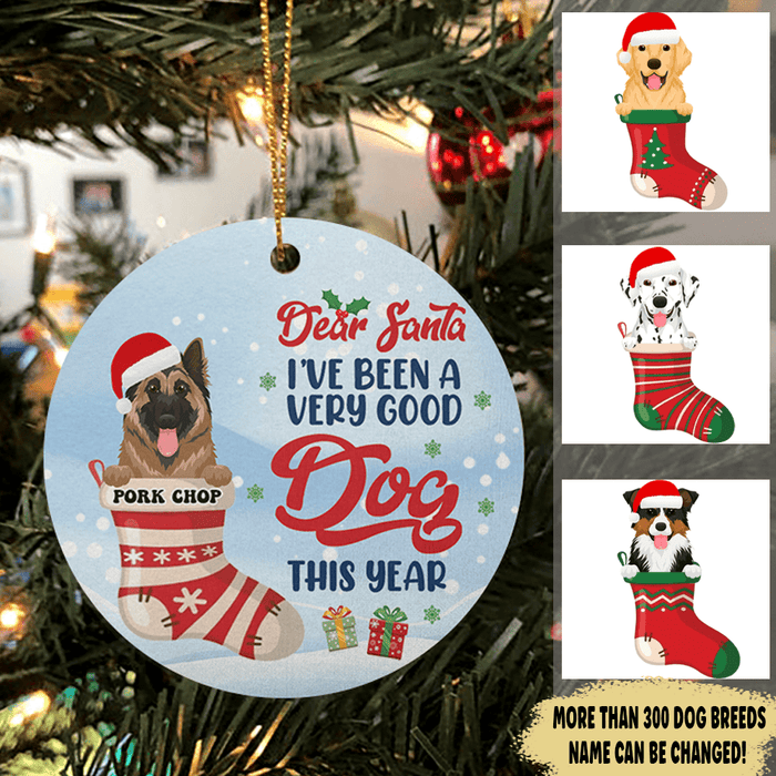 GeckoCustom Dear Santa I've Been A Very Good Dog This Year Dog Christmas Ornament Pack 1 / 2.75" tall - 0.125" thick