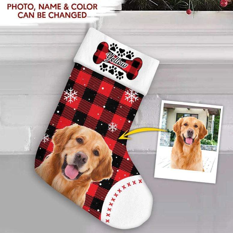 GeckoCustom Dog Bone Christmas Dog Stocking HN590 Pack 1 / 10 Inch / Dog Clipart