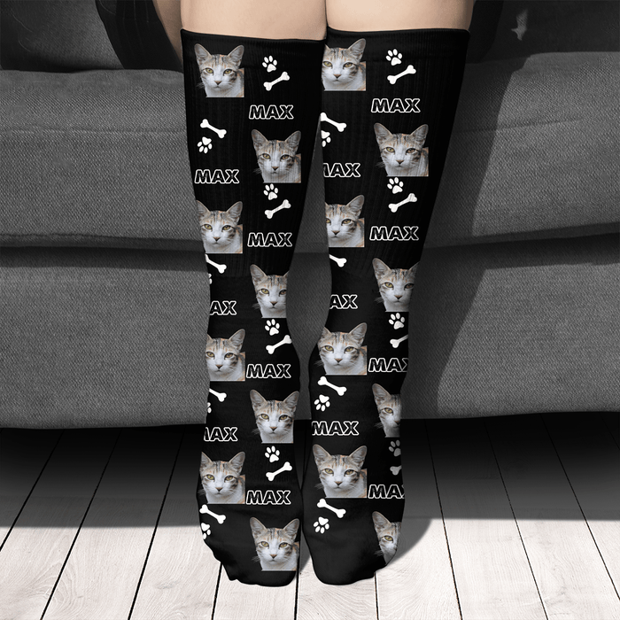 GeckoCustom Dog Cat Face, Custom Dog Cat Photo Socks, Personalized Gift For Dog Cat SG02