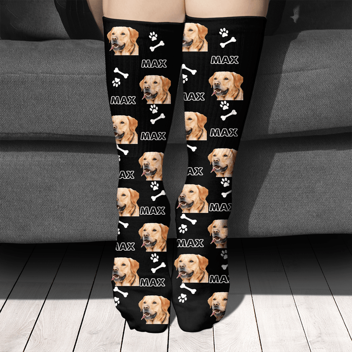 GeckoCustom Dog Cat Face, Custom Dog Cat Photo Socks, Personalized Gift For Dog Cat SG02 Pack1