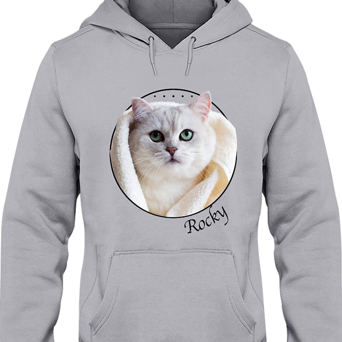 GeckoCustom Dog Cat Face Photo Shirt, Custom Dog Photo Light Color T Shirt SG02 Pullover Hoodie / Sport Grey Colour / S