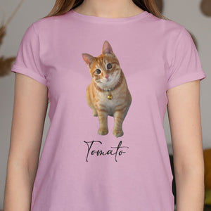GeckoCustom Dog Cat Upload Photo Custom Shirt C131 Ladies T-Shirt / Light Blue Color / S