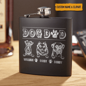 GeckoCustom Dog Dad Clipart Dog Flask, T286 HN590