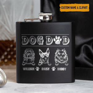GeckoCustom Dog Dad Clipart Dog Flask, T286 HN590